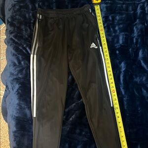 Adidas Black Track Pants with White Stripes